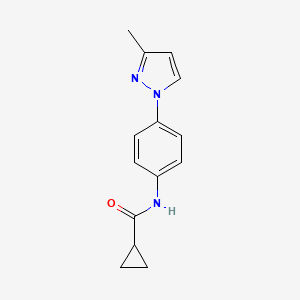 molecular formula C14H15N3O B3023294 N-[4-(3-methyl-1H-pyrazol-1-yl)phenyl]cyclopropanecarboxamide CAS No. 957034-73-0