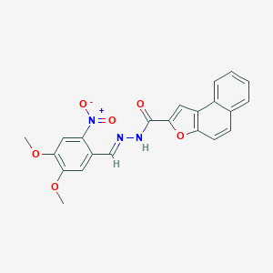 molecular formula C22H17N3O6 B302338 N'-{2-nitro-4,5-dimethoxybenzylidene}naphtho[2,1-b]furan-2-carbohydrazide 