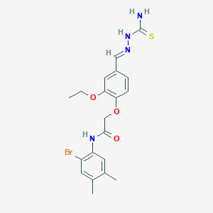 molecular formula C20H23BrN4O3S B302342 N-(2-bromo-4,5-dimethylphenyl)-2-{4-[(E)-(2-carbamothioylhydrazinylidene)methyl]-2-ethoxyphenoxy}acetamide 