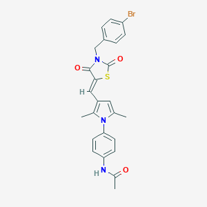 molecular formula C25H22BrN3O3S B302351 N-[4-(3-{(Z)-[3-(4-bromobenzyl)-2,4-dioxo-1,3-thiazolidin-5-ylidene]methyl}-2,5-dimethyl-1H-pyrrol-1-yl)phenyl]acetamide 