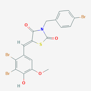 molecular formula C18H12Br3NO4S B302352 (5Z)-3-(4-bromobenzyl)-5-(2,3-dibromo-4-hydroxy-5-methoxybenzylidene)-1,3-thiazolidine-2,4-dione 
