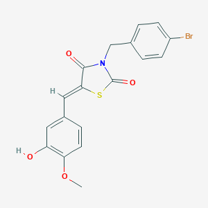 molecular formula C18H14BrNO4S B302353 3-(4-Bromobenzyl)-5-(3-hydroxy-4-methoxybenzylidene)-1,3-thiazolidine-2,4-dione 