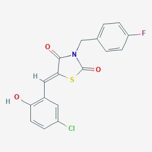 molecular formula C17H11ClFNO3S B302356 5-(5-Chloro-2-hydroxybenzylidene)-3-(4-fluorobenzyl)-1,3-thiazolidine-2,4-dione 