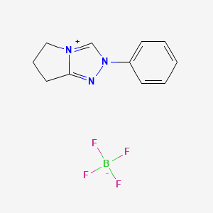 molecular formula C11H12BF4N3 B3023599 2-Phenyl-6,7-dihydro-5H-pyrrolo[2,1-c][1,2,4]triazol-2-ium tetrafluoroborate CAS No. 909122-64-1