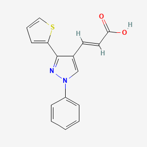 molecular formula C16H12N2O2S B3023616 3-[1-phenyl-3-(thiophen-2-yl)-1H-pyrazol-4-yl]prop-2-enoic acid CAS No. 302581-52-8