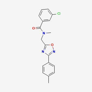 molecular formula C18H16ClN3O2 B3023654 3-Chloro-N-methyl-N-((3-(p-tolyl)-1,2,4-oxadiazol-5-yl)methyl)benzamide CAS No. 896659-80-6