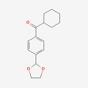 molecular formula C16H20O3 B3023667 Cyclohexyl 4-(1,3-dioxolan-2-YL)phenyl ketone CAS No. 898760-90-2