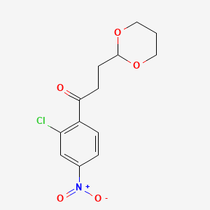 molecular formula C13H14ClNO5 B3023678 2'-Chloro-3-(1,3-dioxan-2-yl)-4'-nitropropiophenone CAS No. 937040-35-2
