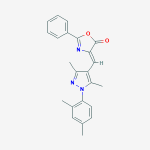 molecular formula C23H21N3O2 B302369 4-{[1-(2,4-dimethylphenyl)-3,5-dimethyl-1H-pyrazol-4-yl]methylene}-2-phenyl-1,3-oxazol-5(4H)-one 