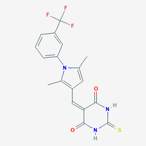 molecular formula C18H14F3N3O2S B302374 5-({2,5-dimethyl-1-[3-(trifluoromethyl)phenyl]-1H-pyrrol-3-yl}methylidene)-2-thioxodihydropyrimidine-4,6(1H,5H)-dione 