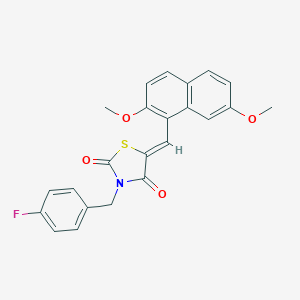 molecular formula C23H18FNO4S B302375 5-[(2,7-Dimethoxy-1-naphthyl)methylene]-3-(4-fluorobenzyl)-1,3-thiazolidine-2,4-dione 