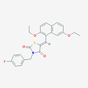 molecular formula C25H22FNO4S B302376 5-[(2,7-Diethoxy-1-naphthyl)methylene]-3-(4-fluorobenzyl)-1,3-thiazolidine-2,4-dione 