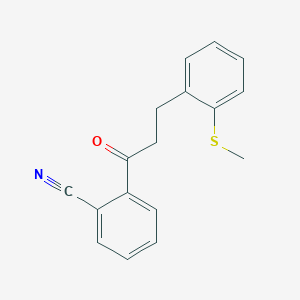 molecular formula C17H15NOS B3023769 2'-Cyano-3-(2-thiomethylphenyl)propiophenone CAS No. 898754-31-9
