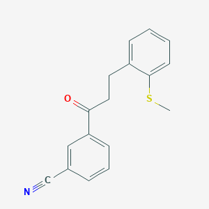molecular formula C17H15NOS B3023770 3'-Cyano-3-(2-thiomethylphenyl)propiophenone CAS No. 898754-33-1