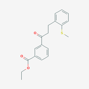 molecular formula C19H20O3S B3023773 3'-Carboethoxy-3-(2-thiomethylphenyl)propiophenone CAS No. 898754-42-2