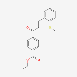 molecular formula C19H20O3S B3023774 4'-Carboethoxy-3-(2-thiomethylphenyl)propiophenone CAS No. 898754-45-5