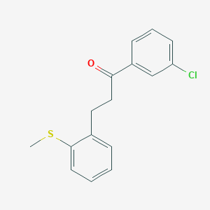 molecular formula C16H15ClOS B3023776 3'-Chloro-3-(2-thiomethylphenyl)propiophenone CAS No. 898754-60-4