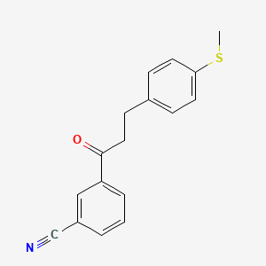 molecular formula C17H15NOS B3023779 3'-氰基-3-(4-硫代甲基苯基)丙基苯酮 CAS No. 898780-89-7