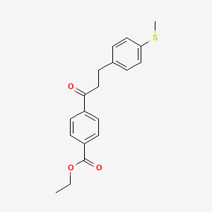 molecular formula C19H20O3S B3023783 4'-羧乙氧基-3-(4-硫代甲基苯基)丙二苯酮 CAS No. 898780-97-7