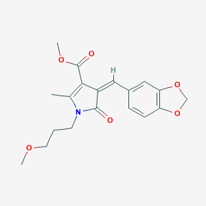 molecular formula C19H21NO6 B302379 methyl 4-(1,3-benzodioxol-5-ylmethylene)-1-(3-methoxypropyl)-2-methyl-5-oxo-4,5-dihydro-1H-pyrrole-3-carboxylate 
