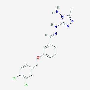 molecular formula C17H16Cl2N6O B302383 3-[(3,4-dichlorobenzyl)oxy]benzaldehyde (4-amino-5-methyl-4H-1,2,4-triazol-3-yl)hydrazone 