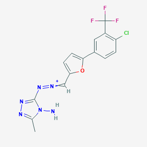 molecular formula C15H11ClF3N6O+ B302384 (4-Amino-5-methyl-1,2,4-triazol-3-yl)imino-[[5-[4-chloro-3-(trifluoromethyl)phenyl]furan-2-yl]methylidene]azanium 