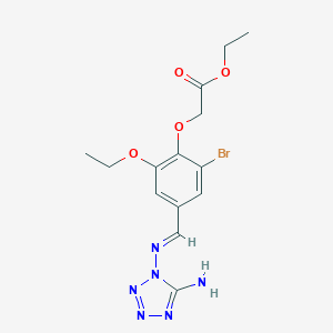 molecular formula C14H17BrN6O4 B302387 ethyl (4-{[(5-amino-1H-tetraazol-1-yl)imino]methyl}-2-bromo-6-ethoxyphenoxy)acetate 