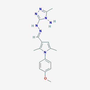 molecular formula C17H21N7O B302388 1-(4-methoxyphenyl)-2,5-dimethyl-1H-pyrrole-3-carbaldehyde (4-amino-5-methyl-4H-1,2,4-triazol-3-yl)hydrazone 