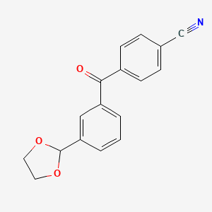 molecular formula C17H13NO3 B3023898 4'-Cyano-3-(1,3-dioxolan-2-YL)benzophenone CAS No. 898778-97-7
