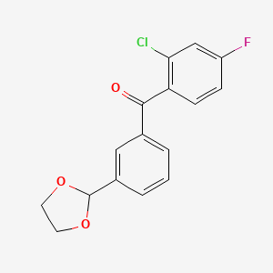 molecular formula C16H12ClFO3 B3023901 2-Chloro-3'-(1,3-dioxolan-2-YL)-4-fluorobenzophenone CAS No. 898759-40-5