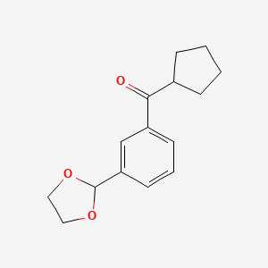 Cyclopentyl 3-(1,3-dioxolan-2-YL)phenyl ketone