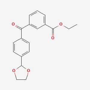 molecular formula C19H18O5 B3023906 3-Carboethoxy-4'-(1,3-dioxolan-2-yl)benzophenone CAS No. 898759-98-3