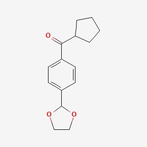 molecular formula C15H18O3 B3023909 Cyclopentyl 4-(1,3-dioxolan-2-YL)phenyl ketone CAS No. 898760-88-8