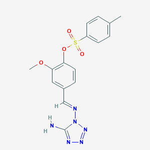 molecular formula C16H16N6O4S B302392 4-{[(5-amino-1H-tetraazol-1-yl)imino]methyl}-2-methoxyphenyl 4-methylbenzenesulfonate 