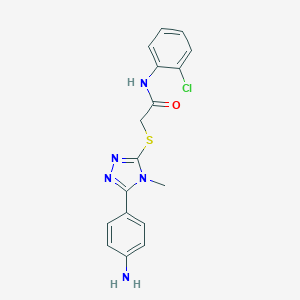 molecular formula C17H16ClN5OS B302396 2-{[5-(4-aminophenyl)-4-methyl-4H-1,2,4-triazol-3-yl]sulfanyl}-N-(2-chlorophenyl)acetamide 