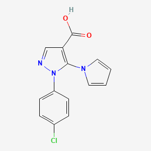 molecular formula C14H10ClN3O2 B3024005 1-(4-Chlorophenyl)-5-(1H-pyrrol-1-yl)-1H-pyrazole-4-carboxylic acid CAS No. 116834-09-4