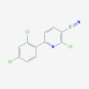 molecular formula C12H5Cl3N2 B3024045 2-Chloro-6-(2,4-dichlorophenyl)nicotinonitrile CAS No. 946384-97-0