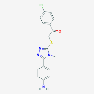 molecular formula C17H15ClN4OS B302405 2-{[5-(4-aminophenyl)-4-methyl-4H-1,2,4-triazol-3-yl]sulfanyl}-1-(4-chlorophenyl)ethanone 