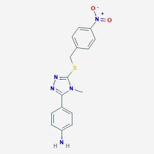 molecular formula C16H15N5O2S B302408 4-{4-methyl-5-[(4-nitrobenzyl)sulfanyl]-4H-1,2,4-triazol-3-yl}aniline 