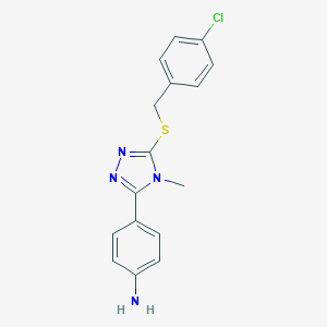 molecular formula C16H15ClN4S B302411 4-{5-[(4-chlorobenzyl)sulfanyl]-4-methyl-4H-1,2,4-triazol-3-yl}aniline 