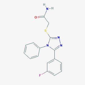 molecular formula C16H13FN4OS B302412 2-[5-(3-Fluoro-phenyl)-4-phenyl-4H-[1,2,4]triazol-3-ylsulfanyl]-acetamide 