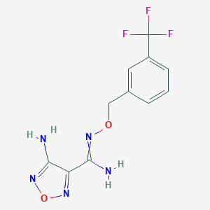 molecular formula C11H10F3N5O2 B302415 4-amino-N'-[[3-(trifluoromethyl)phenyl]methoxy]-1,2,5-oxadiazole-3-carboximidamide 