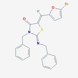 molecular formula C22H17BrN2O2S B302426 3-Benzyl-2-(benzylimino)-5-[(5-bromo-2-furyl)methylene]-1,3-thiazolidin-4-one 
