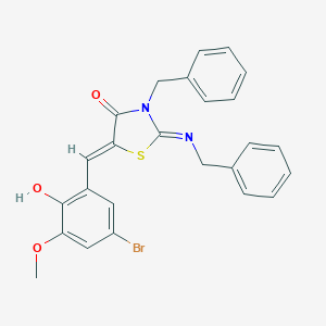 molecular formula C25H21BrN2O3S B302427 (2E,5Z)-3-benzyl-2-(benzylimino)-5-(5-bromo-2-hydroxy-3-methoxybenzylidene)-1,3-thiazolidin-4-one 