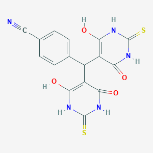 molecular formula C16H11N5O4S2 B302430 4-[Bis(6-hydroxy-4-oxo-2-thioxo-1,2,3,4-tetrahydropyrimidin-5-yl)methyl]benzonitrile 