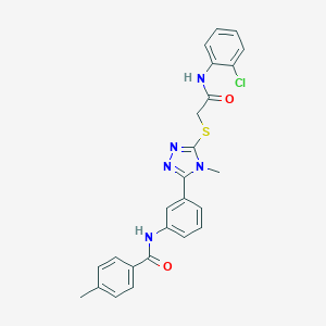 molecular formula C25H22ClN5O2S B302434 N-[3-[5-[2-(2-chloroanilino)-2-oxoethyl]sulfanyl-4-methyl-1,2,4-triazol-3-yl]phenyl]-4-methylbenzamide 