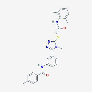 molecular formula C27H27N5O2S B302436 N-{3-[5-({2-[(2,6-dimethylphenyl)amino]-2-oxoethyl}sulfanyl)-4-methyl-4H-1,2,4-triazol-3-yl]phenyl}-4-methylbenzamide 
