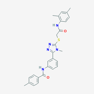 molecular formula C27H27N5O2S B302440 N-[3-(5-{[2-(2,4-dimethylanilino)-2-oxoethyl]sulfanyl}-4-methyl-4H-1,2,4-triazol-3-yl)phenyl]-4-methylbenzamide 