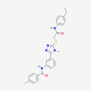 molecular formula C27H27N5O2S B302444 N-[3-(5-{[2-(4-ethylanilino)-2-oxoethyl]sulfanyl}-4-methyl-4H-1,2,4-triazol-3-yl)phenyl]-4-methylbenzamide 
