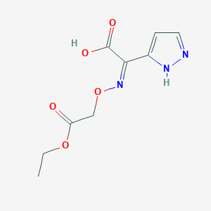 molecular formula C9H11N3O5 B3024443 (2Z)-[(2-ethoxy-2-oxoethoxy)imino](1H-pyrazol-5-yl)acetic acid CAS No. 76674-99-2